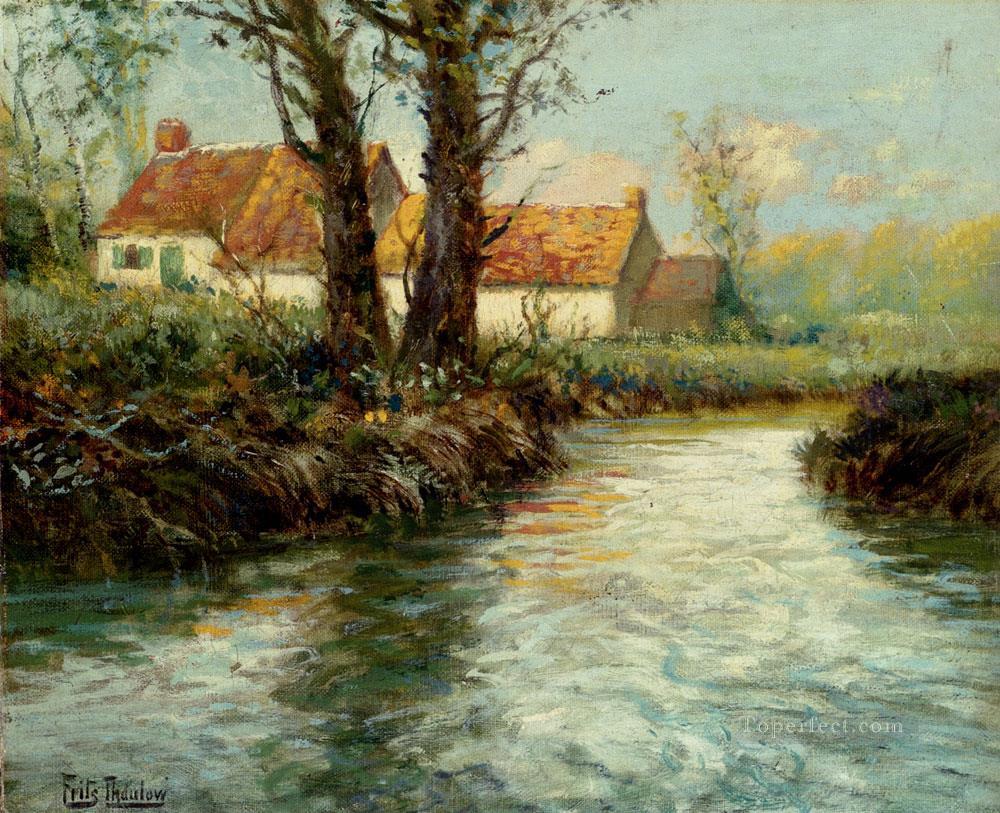 House By The Norwegian Frits Thaulow Oil Paintings
